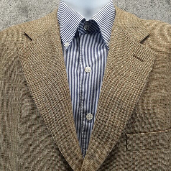 Harold Powell Blazer Mens 42R Beige Silk Linen Wool Sports Coat Jacket 3 Buttons - Picture 9 of 15